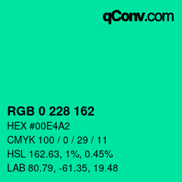 Color code: RGB 0 228 162 | qconv.com