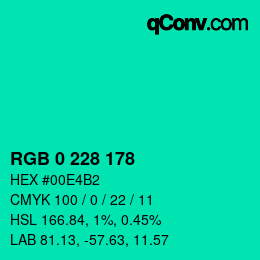 Color code: RGB 0 228 178 | qconv.com