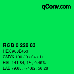 Color code: RGB 0 228 83 | qconv.com