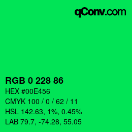 Color code: RGB 0 228 86 | qconv.com