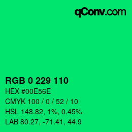 Color code: RGB 0 229 110 | qconv.com