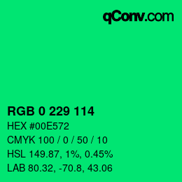 Color code: RGB 0 229 114 | qconv.com