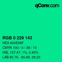 Color code: RGB 0 229 143 | qconv.com