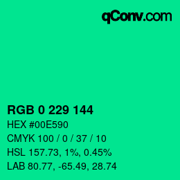 Color code: RGB 0 229 144 | qconv.com
