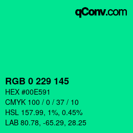 Color code: RGB 0 229 145 | qconv.com