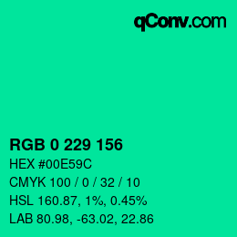 Color code: RGB 0 229 156 | qconv.com