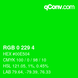 Color code: RGB 0 229 4 | qconv.com