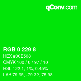 Color code: RGB 0 229 8 | qconv.com