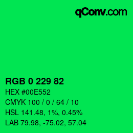 Color code: RGB 0 229 82 | qconv.com