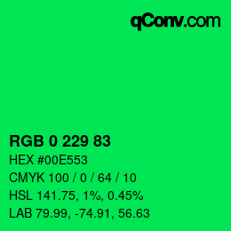 Color code: RGB 0 229 83 | qconv.com