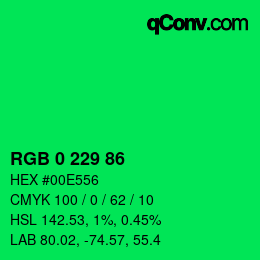 Color code: RGB 0 229 86 | qconv.com