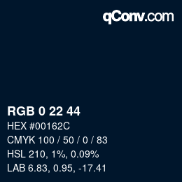Color code: RGB 0 22 44 | qconv.com