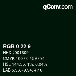 Farbcode: RGB 0 22 9 | qconv.com