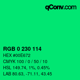 Color code: RGB 0 230 114 | qconv.com