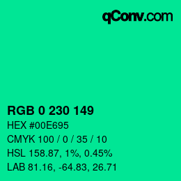 Color code: RGB 0 230 149 | qconv.com