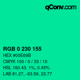 Color code: RGB 0 230 155 | qconv.com