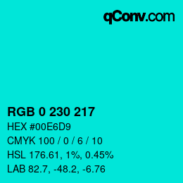 Color code: RGB 0 230 217 | qconv.com