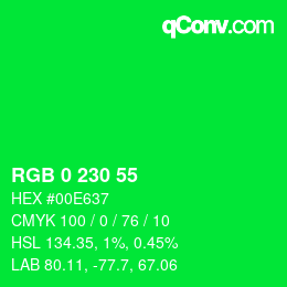 Color code: RGB 0 230 55 | qconv.com
