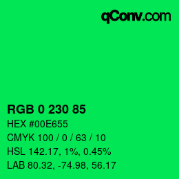 Color code: RGB 0 230 85 | qconv.com