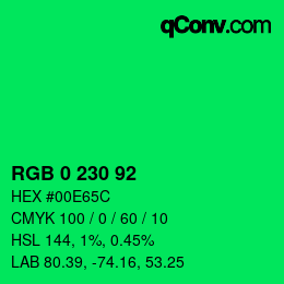 Color code: RGB 0 230 92 | qconv.com