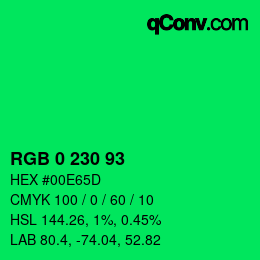 Color code: RGB 0 230 93 | qconv.com