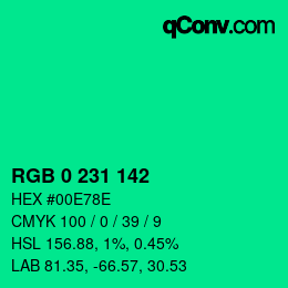 Color code: RGB 0 231 142 | qconv.com