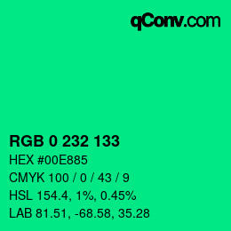 Color code: RGB 0 232 133 | qconv.com