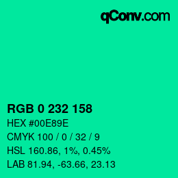 Color code: RGB 0 232 158 | qconv.com