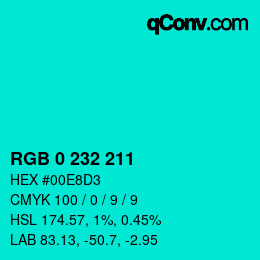 Color code: RGB 0 232 211 | qconv.com