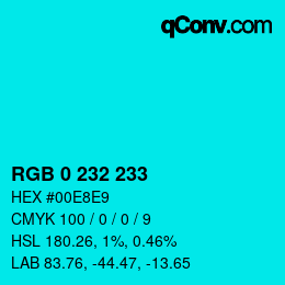 Color code: RGB 0 232 233 | qconv.com