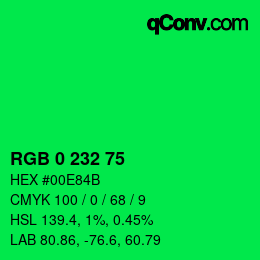 Color code: RGB 0 232 75 | qconv.com