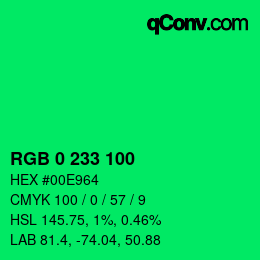 Color code: RGB 0 233 100 | qconv.com