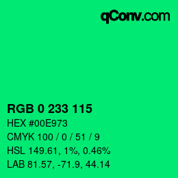 Color code: RGB 0 233 115 | qconv.com