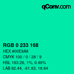 Color code: RGB 0 233 168 | qconv.com