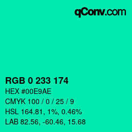 Color code: RGB 0 233 174 | qconv.com