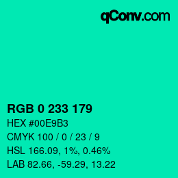 Color code: RGB 0 233 179 | qconv.com