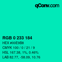 Color code: RGB 0 233 184 | qconv.com