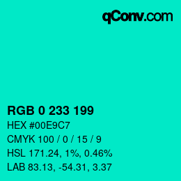 Color code: RGB 0 233 199 | qconv.com