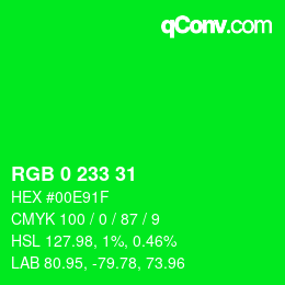 Color code: RGB 0 233 31 | qconv.com