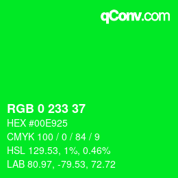 Color code: RGB 0 233 37 | qconv.com