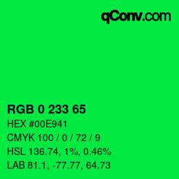 Color code: RGB 0 233 65 | qconv.com