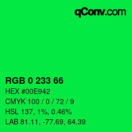 Color code: RGB 0 233 66 | qconv.com