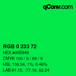 Color code: RGB 0 233 72 | qconv.com