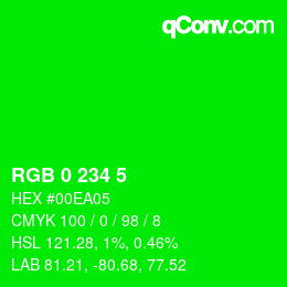 Color code: RGB 0 234 5 | qconv.com