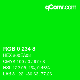 カラーコード: RGB 0 234 8 | qconv.com