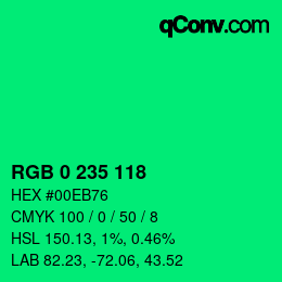 Color code: RGB 0 235 118 | qconv.com