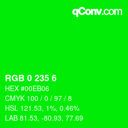 Color code: RGB 0 235 6 | qconv.com