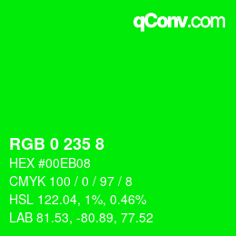 Color code: RGB 0 235 8 | qconv.com