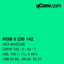 Color code: RGB 0 236 142 | qconv.com