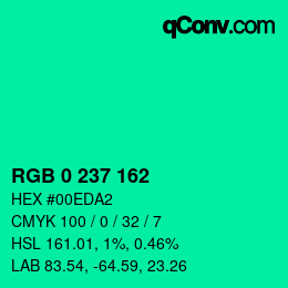 Color code: RGB 0 237 162 | qconv.com